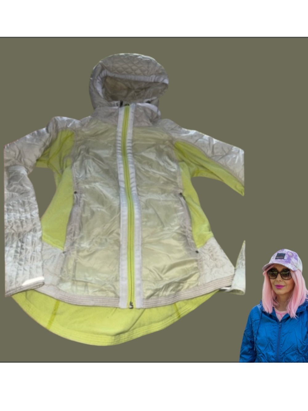 lululemon athletica Cream and Yellow Hooded Puffer Jacket Run Bundle  Up